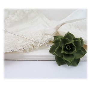 Succulent Brooch: Botanical Lapel Pin, Groomsmen Accessory
