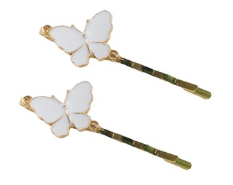 White Butterfly Hair Pins | Butterfly Bobby Pins | White Butterfly Wedding Hair Accessories | Bridal Butterfly Hair Pins