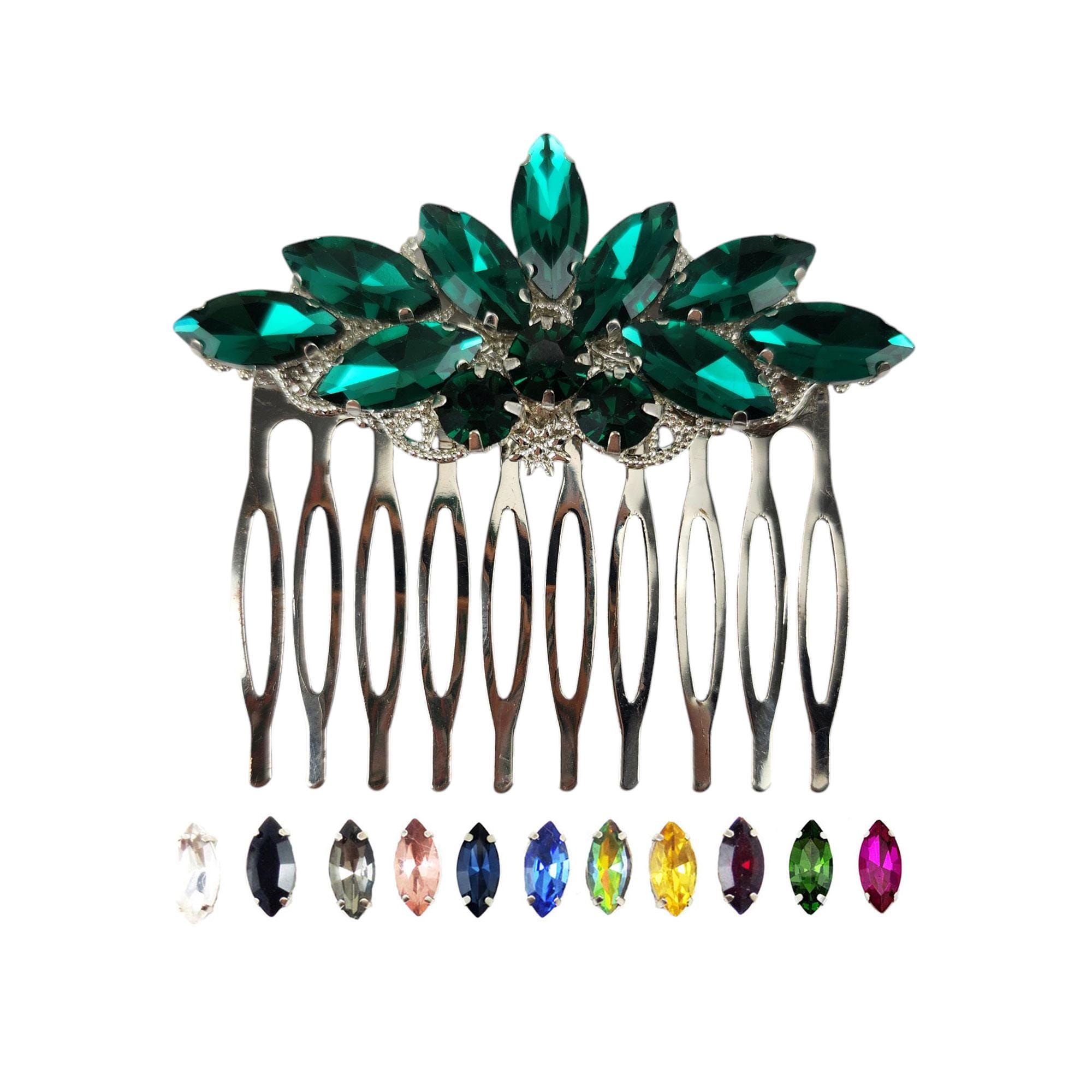 Sparkly Bridal Hair Comb Green - Etsy