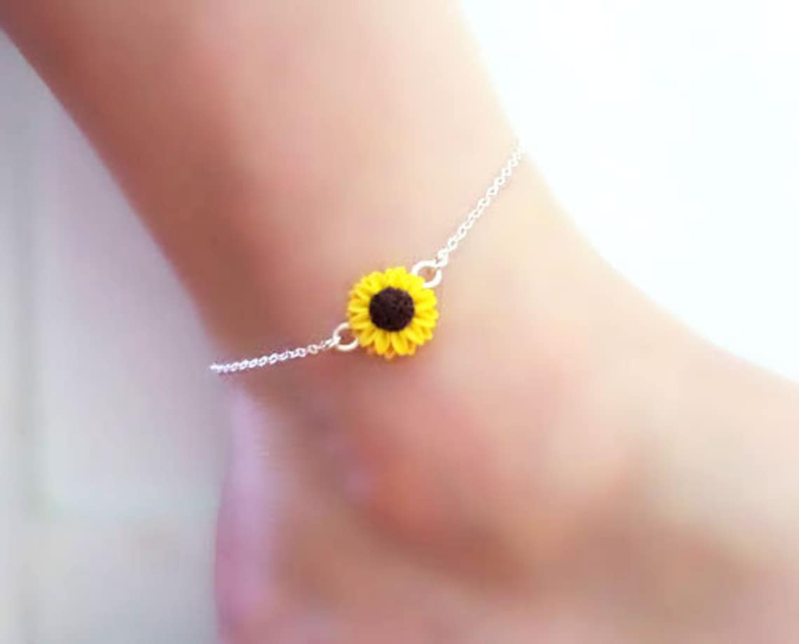 Sunflower Anklet or Bracelet Sunflower Ankle Bracelet Etsy