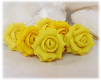 Yellow Rose Earrings Stud or Clip On | Yellow Rose Jewelry | Yellow Flower Studs | Yellow Bridesmaid Wedding Earrings Gift | Hypoallergenic