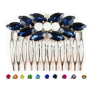 Navy Rhinestone Hair Comb: Something Blue Bridal Accessory