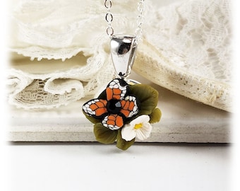 Special Tiny Butterfly Flower Charm Necklace Gift for Her | Petite Butterfly Garden Theme Necklace Whimsical Cottagecore Jewelry
