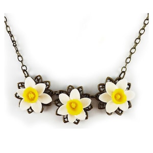 Daffodil Bib Necklace: Hand Sculpted March Birth Flower Jewelry