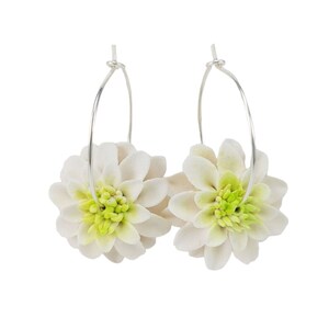 Hand Sculpted Dahlia Hoop Earrings: Flower Jewelry, Sterling Silver or Gold Filled