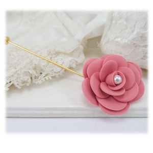 Camellia Brooch or Stick Pin | Camellia Accessory | Wedding Camellia Lapel Pin for Men | Groomsmen Boutonniere Accessory