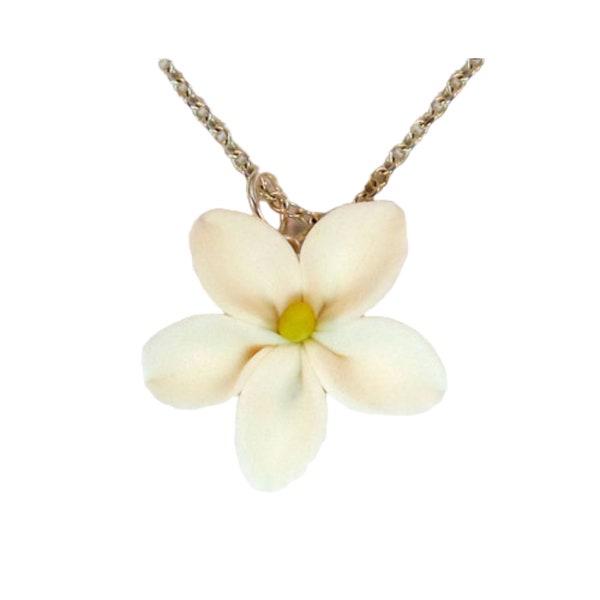 Jasmine Flower Pendant Necklace | White Jasmine Jewelry | White Flower Necklace