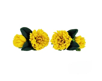 Yellow Dandelion Stud Bouquet Earrings | Dandelion Jewelry | Realistic Dandelion Earrings | Hypoallergenic Earring Studs