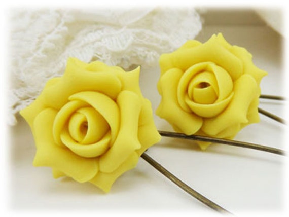 Yellow Rose Dangle Earrings