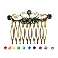 Art Deco Emerald Rhinestone Hair Comb: 1920s Style Bridal Accessory