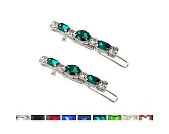Tiny Rhinestone Barrettes: Mini Jewel Hair Clips (Set of 2)