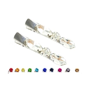 Rhinestone Alligator Hair Clips: Mini Jeweled Hair Jewelry, Custom Colors (Set of 2)