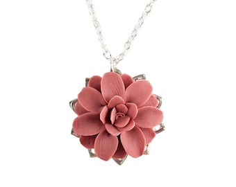 Dahlia Filigree Charm Necklace | Dahlia Jewelry | Vintage Style Dahlia Necklace