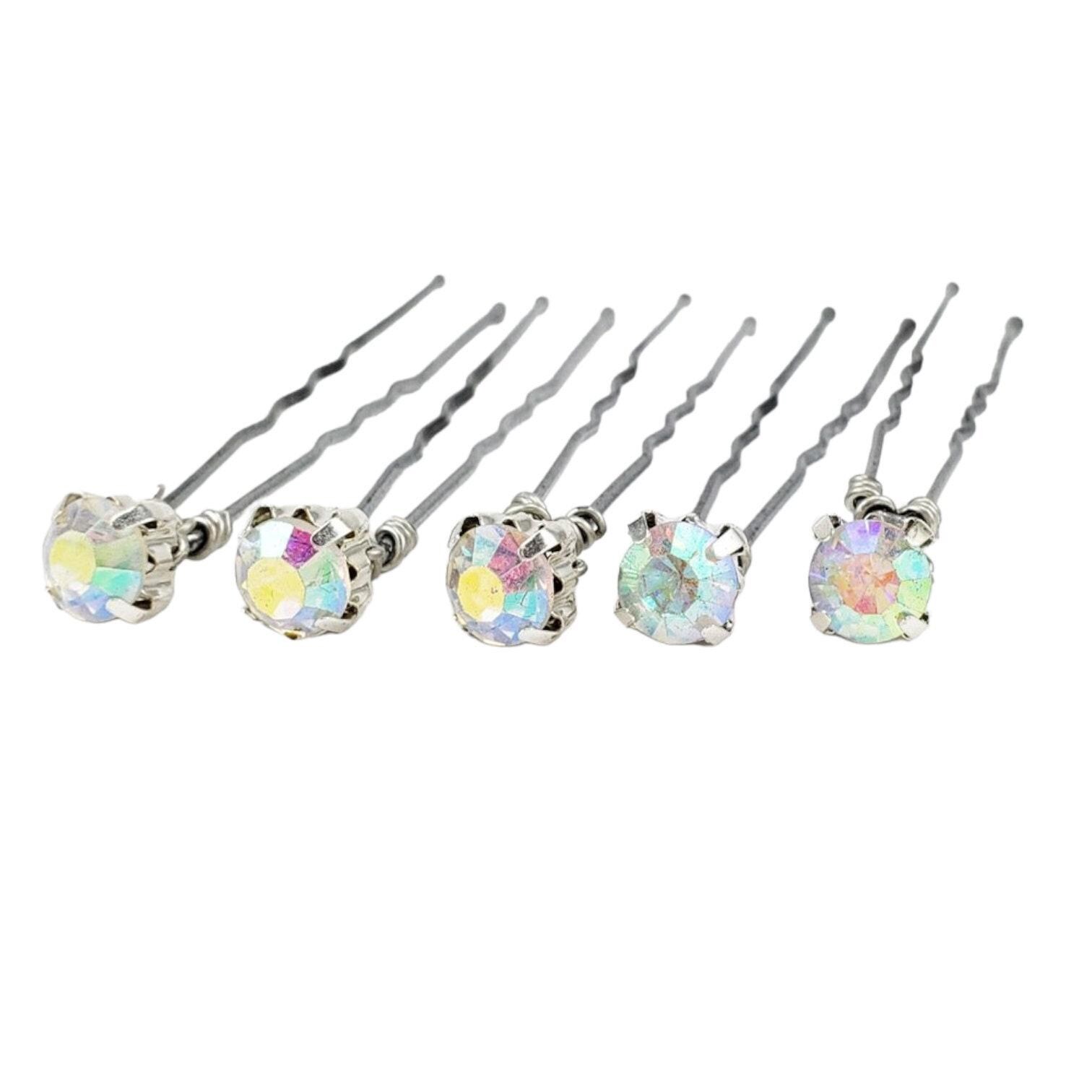 Crystal AB Rhinestone Hair Pins: Iridescent Bridal  display picture 1