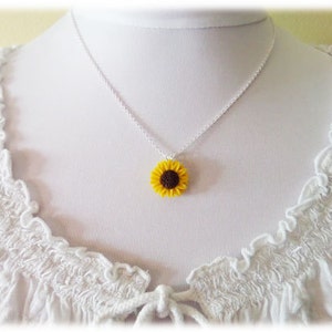 Sunflower Pendant Necklace Sunflower Jewelry Yellow Flower Necklace image 3