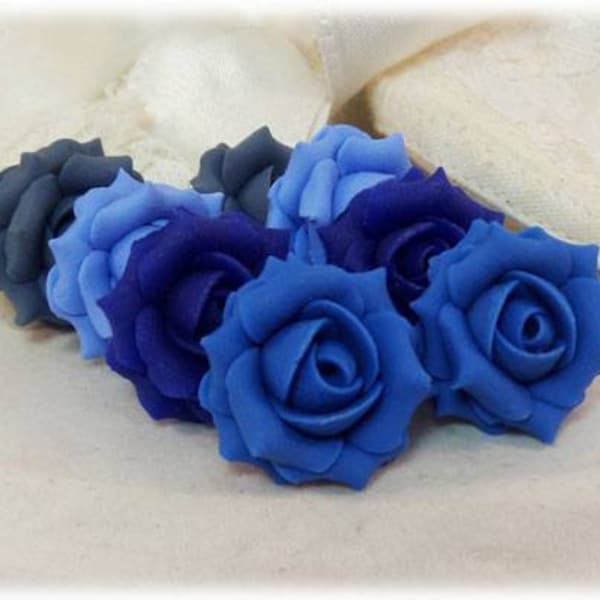 Blue Rose Earrings Stud or Clip On | Blue Rose Jewelry | Blue Flower Studs |Blue Bridesmaid Wedding Earrings Gift for Her | Hypoallergenic