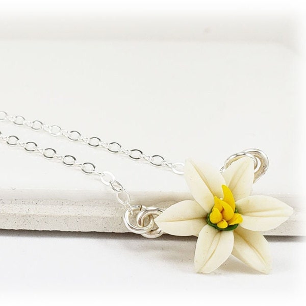 Easter Lily Tiny Flower Necklace | Easter Lily Jewelry | Easter Jewelry Gift | Petite Easter Lily Necklace