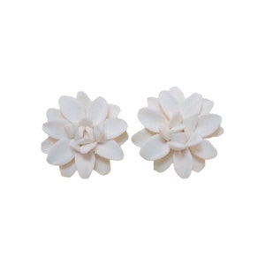 White Dahlia Earrings Stud or Clip On | Dahlia Jewelry | White Flower Studs | Dahlia Wedding Earrings | Hypoallergenic Flower Stud Earrings