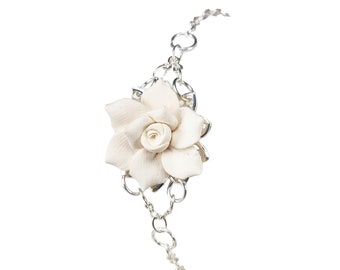 Gardenia Filigree Clasp Bracelet | Gardenia Jewelry | Vintage Style Gardenia Bracelet | Gardenia Wedding Jewelry