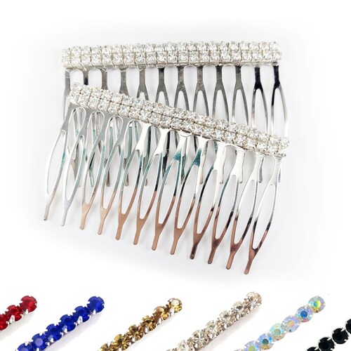 Thin Minimalist Rhinestone Hair Comb Set Simple Chic - Etsy Thin Minimalist Rhinestone Hair Comb Set Simple Chic - Etsy