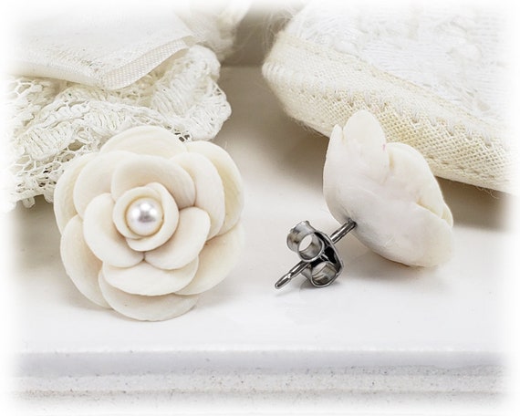 Earrings Camellia Flower, Earrings Women Camellia