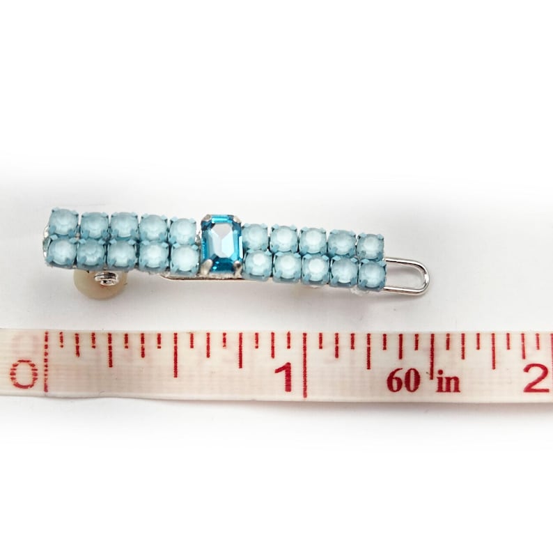 Tiny Powder Pale Blue Rhinestone Barrettes: Mini Pastel Hair Adornments ...