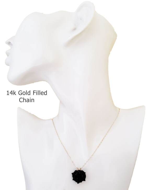 Black Rose Glitter Necklace | Black Flower Glitter Jewelry