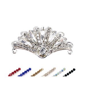 Pince à cheveux éventail en strass art déco des années 1920 : pince à cheveux latérale vintage pour mariée