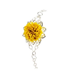 Yellow Dandelion Filigree Bracelet | Dandelion Jewelry | Yellow Flower Bracelet