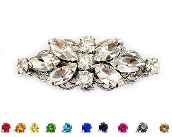 Rhinestone Bridal Bridesmaid Barrette Custom Colors | Wedding Barrette for Decorative Bridal Hairstyle