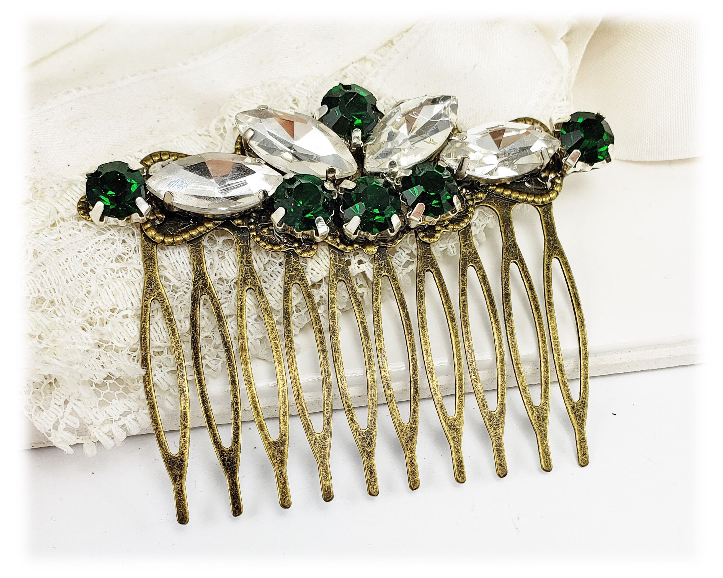 Custom Emerald Hair Comb 1920s Style Hair Comb Vintage - Etsy