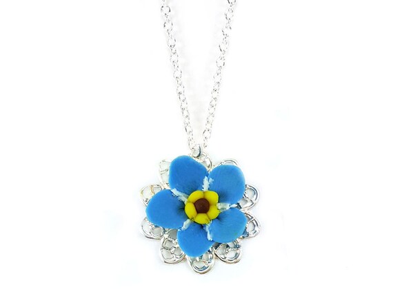 Forget Me Not Charm Necklace Jewelry - Forget Me Not Pendant Charm Forget Me Not Charm Necklace Jewelry - Forget Me Not Pendant Charm