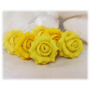 Handmade Yellow Rose Stud Earrings: Hypoallergenic Floral Jewelry