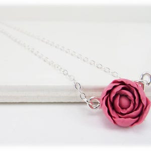 Tiny Peony Flower Necklace: Hand Sculpted Polymer Clay Jewelry