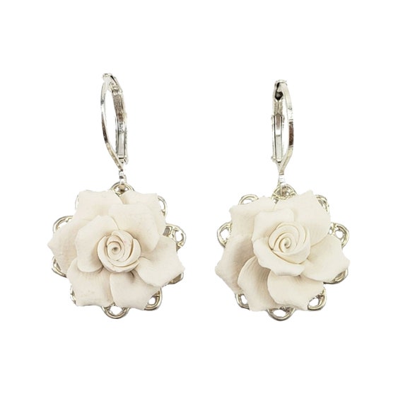 Gardenia Filigree Earrings Gardenia Jewelry White Flower Wedding Dangle Earrings Vintage Style Gardenia Earrings Wedding Jewelry Etsy Australia