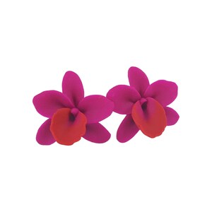 Pink Orchid Stud Earrings or Clip On Earrings | Orchid Jewelry | Tropical Pink Flower Studs | Hypoallergenic Flower Stud Earrings