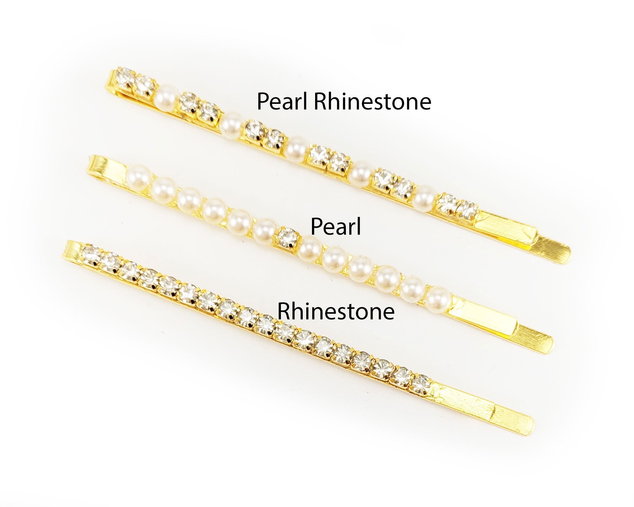 Gold Pearl Rhinestone Hair Pins: Elegant Bobby Pin (set of 3 