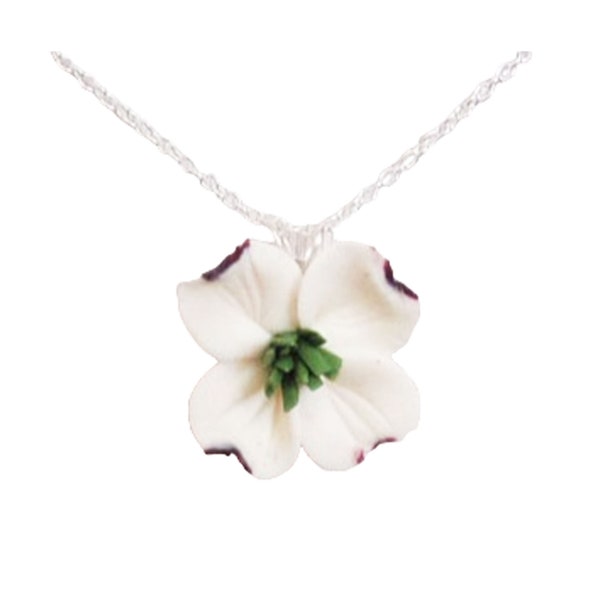 Dogwood Pendant Necklace | Dogwood Jewelry | White Flower Necklace