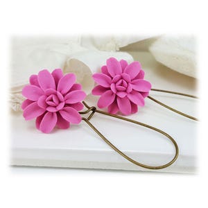 Pink Dahlia Dangle Earrings | Dahlia Jewelry | Pink Flower Earrings