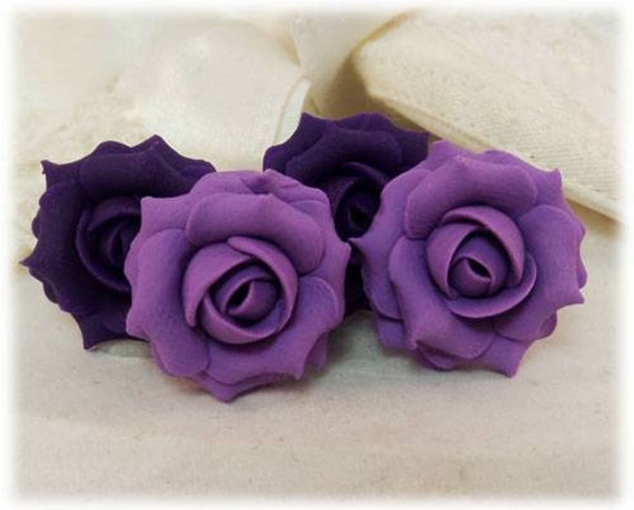 Purple on sale rose earrings