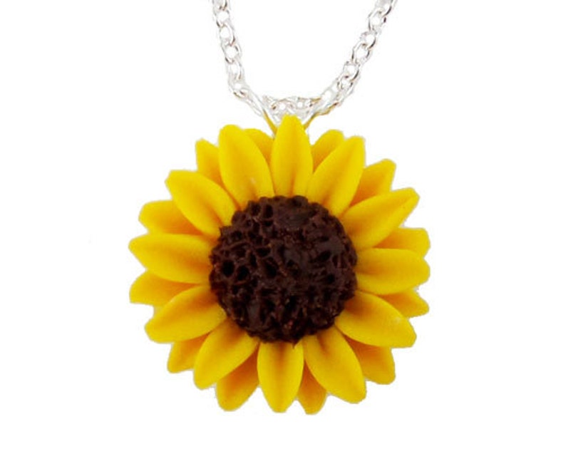 Sunflower Pendant Necklace Sunflower Jewelry Yellow Flower Necklace image 1