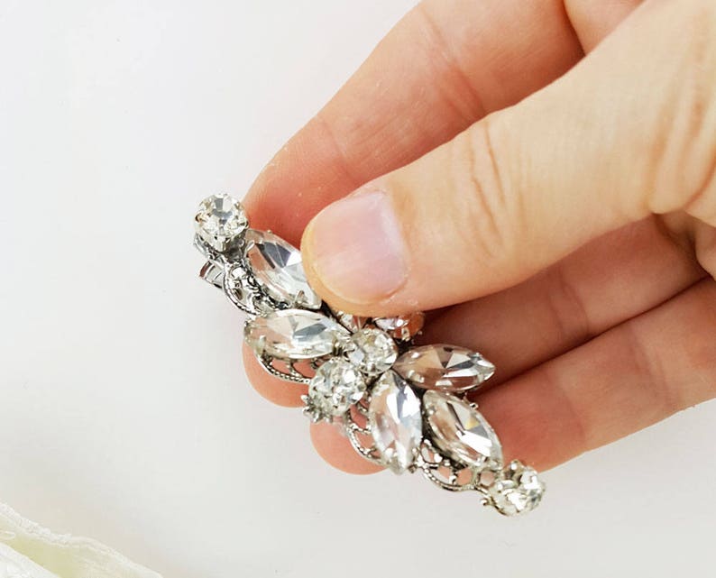 Rhinestone Hair Clip or Barrette Wedding Crystal Bridal Hair Clip Crystal Alligator Clip or Barrette Rhinestone Wedding Hair Accessory image 4