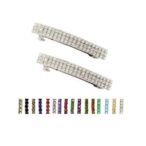 Silver Rhinestone Barrettes: Minimalist Hair Clips (Set of 2)