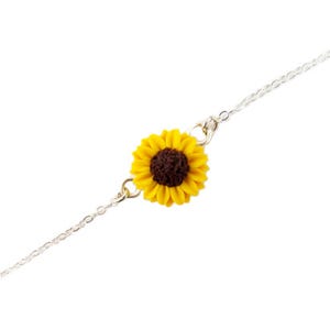 Sunflower Anklet: Yellow Flower Bracelet, Sterling Silver or Gold Filled