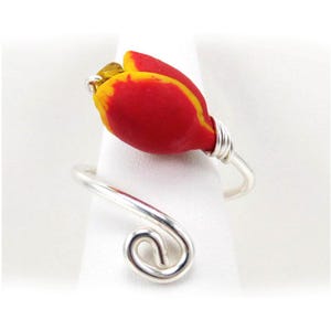 Tulip Sterling Wrap Ring: Custom, Silver or Gold Tone Options, Adjustable, Hand Sculpted