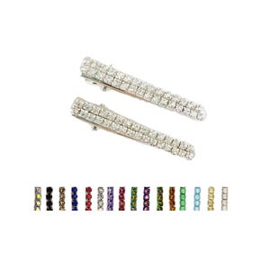 Simple Small Rhinestone Alligator Hair Clips | Mini Rhinestone Clips Short Hair Bangs | Slim Rhinestone Clips for Bangs Short Fine Hair