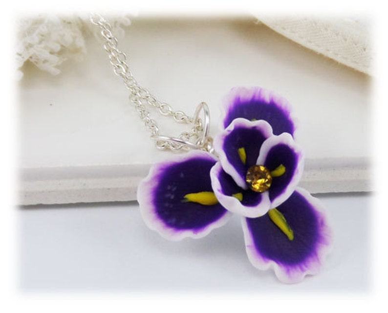 Purple Iris Necklace Purple Iris Jewelry Iris Pendant Etsy