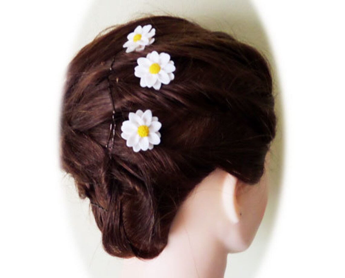Daisy Hair Clip Pin Daisy Hair Flower Daisy Bridal Hair Etsy