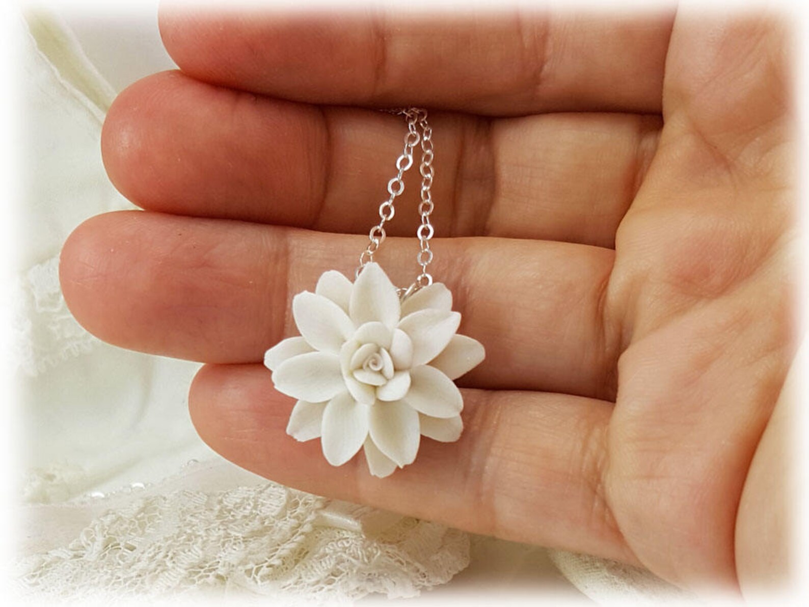 Dahlia Necklace Dahlia Jewelry Dahlia Flower Pendant Etsy