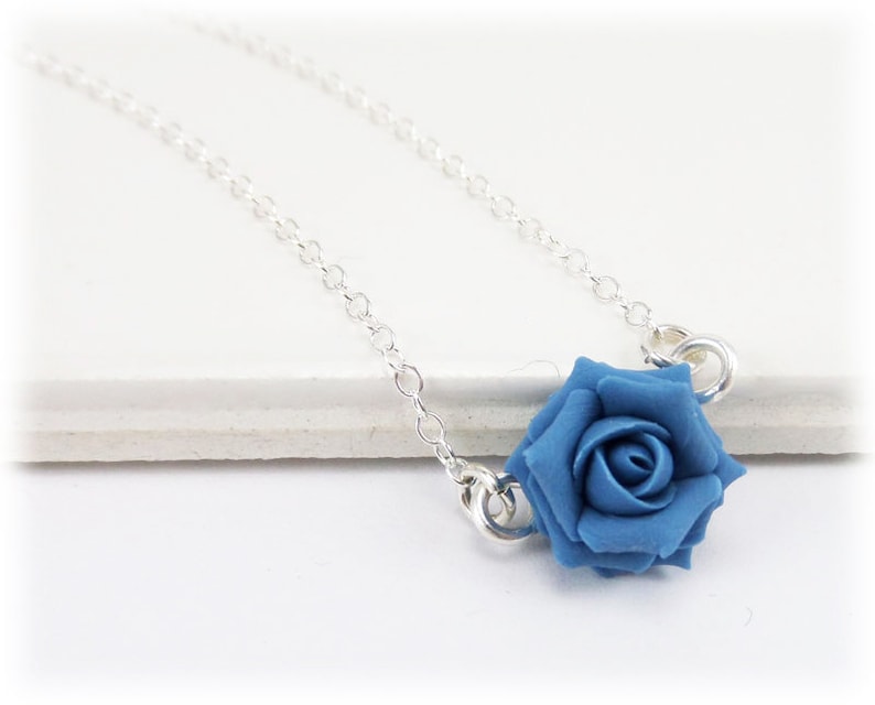 Rose Tiny Flower Necklace Rose Jewelry Tiny Rose Pendant Etsy
